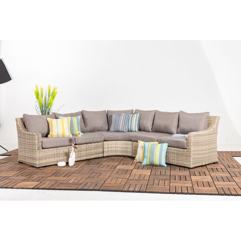 Rosecliff Heights Crum 3 Piece Rattan Sectional Seating Group with